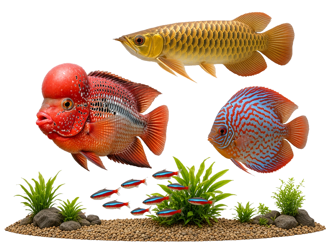 Buy aquarium fish online across India — live Flowerhorn, Arowana, Discus and Oscar